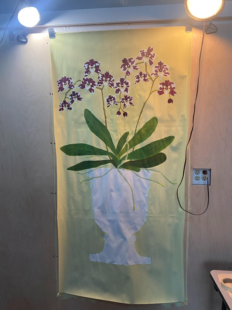 "Orchid 1" 2023 Tempera on Paper 70 x 36 in