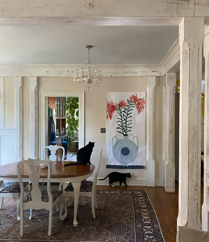 "Orchid 2", 2023 Installation View Tempera on Paper 70 x 36 in